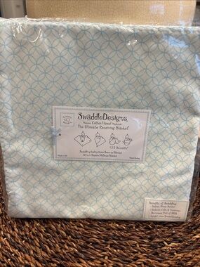 Swaddle Designs Light Blue Geometric Cotton Receiving Blanket